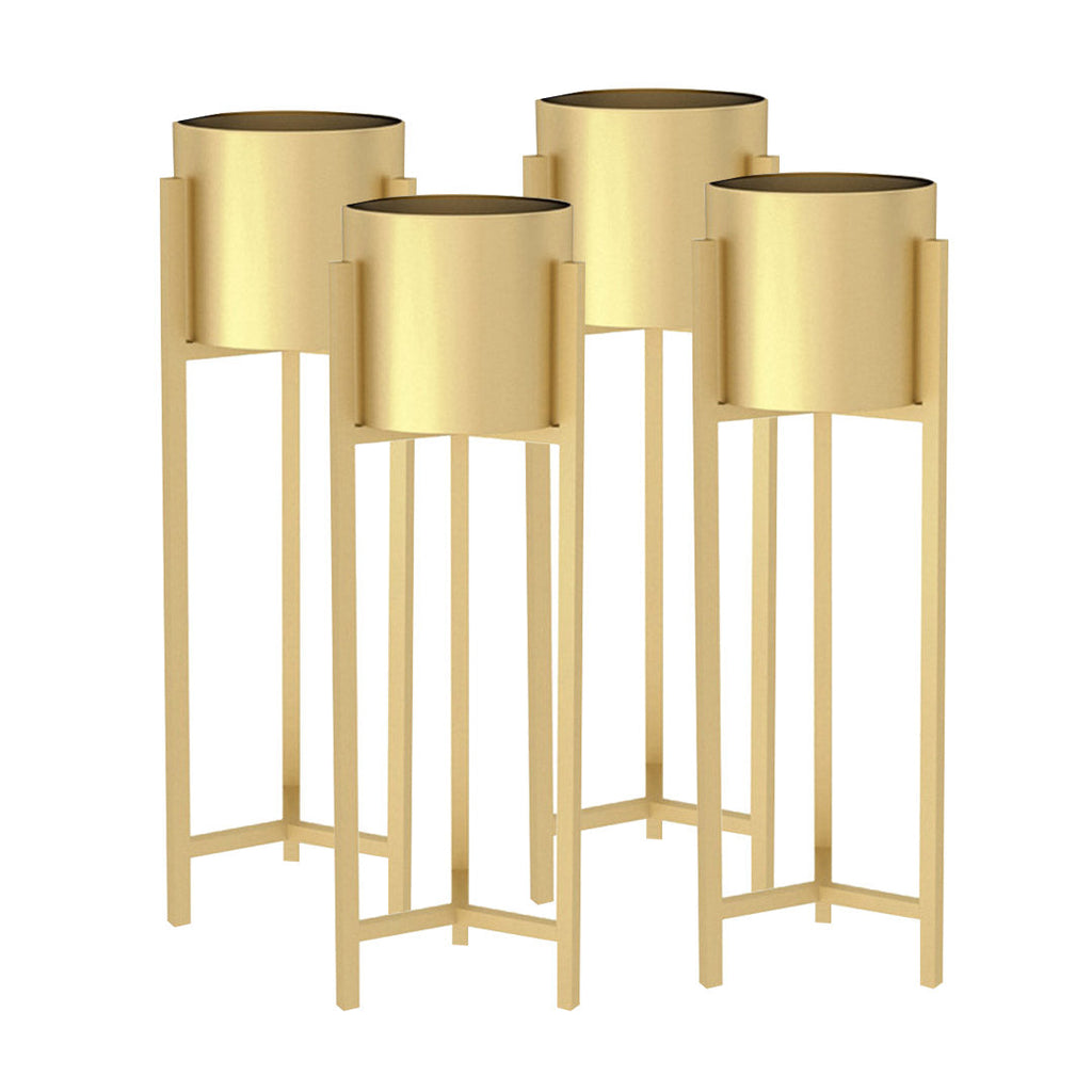 NNEAGS 4X 75cm Gold Metal Plant Stand with Flower Pot Holder Corner Shelving Rack Indoor Display-0