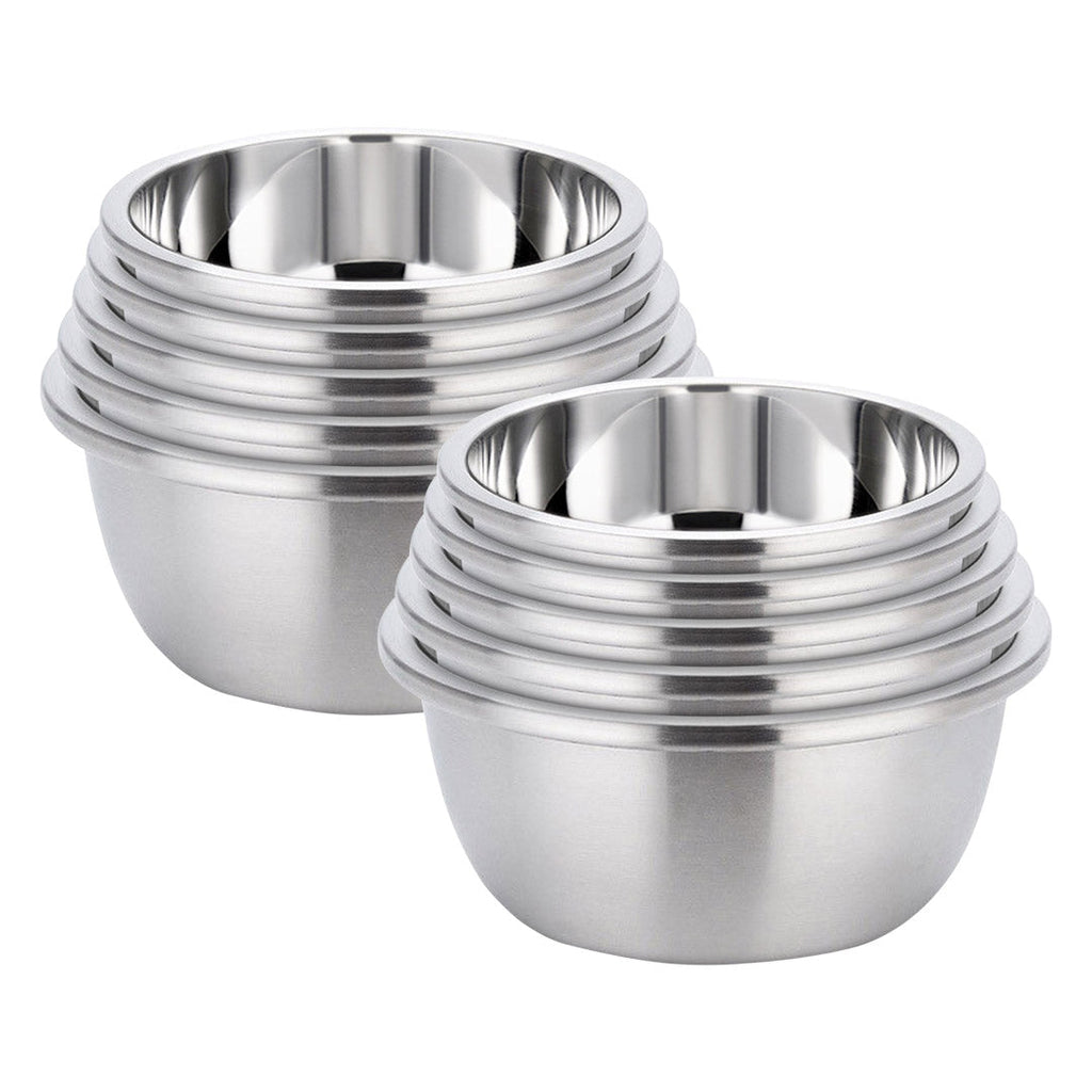 NNEAGS 2X 5Pcs Deepen Polished Stainless Steel Stackable Baking Washing Mixing Bowls Set Food Storage Basin-0