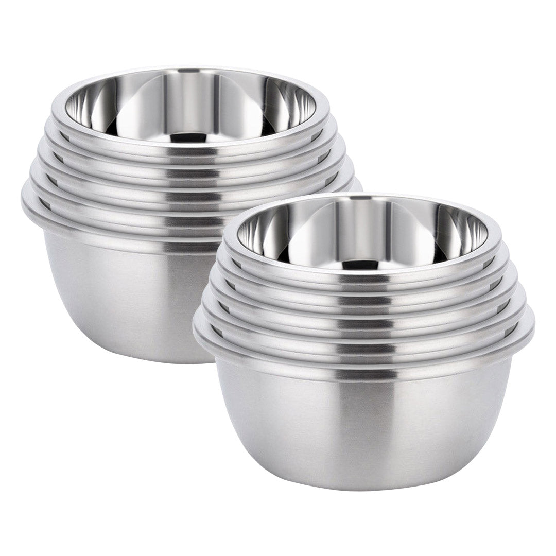 NNEAGS 2X 5Pcs Deepen Polished Stainless Steel Stackable Baking Washing Mixing Bowls Set Food Storage Basin-0