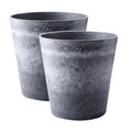 NNEAGS 2X 32cm Weathered Grey Round Resin Plant Flower Pot in Cement Pattern Planter Cachepot for Indoor Home Office-0
