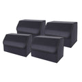 NNEAGS 4X Leather Car Boot Collapsible Foldable Trunk Cargo Organizer Portable Storage Box Black Medium-0