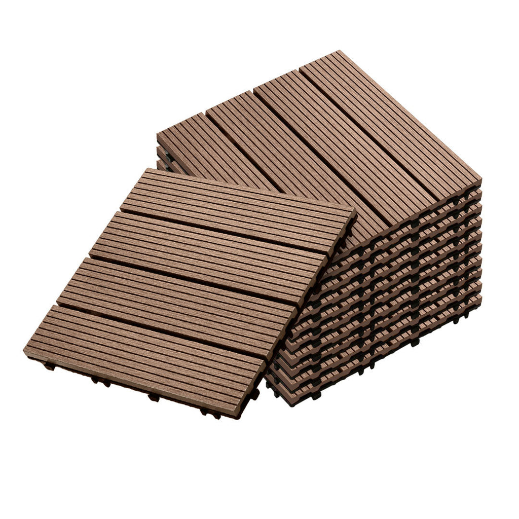 NNEAGS 11 pcs Light Chocolate DIY Wooden Composite Decking Tiles Garden Outdoor Backyard Flooring Home Decor-0