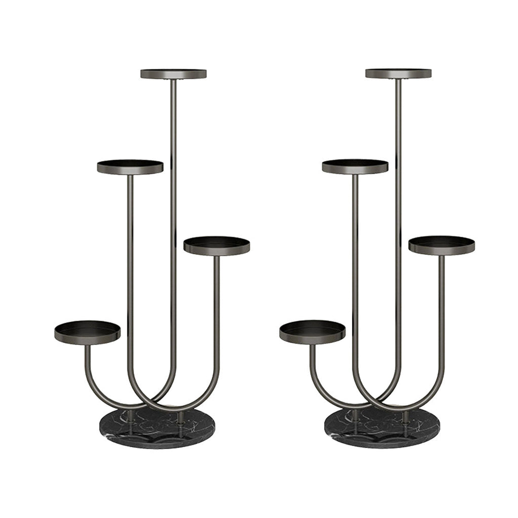 NNEAGS 2X U Shaped Plant Stand Round Flower Pot Tray Living Room Balcony Display Black Metal Decorative Shelf-0
