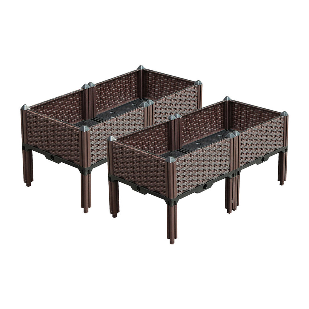 NNEAGS 2X 80cm Raised Planter Box Vegetable Herb Flower Outdoor Plastic Plants Garden Bed with Legs-0