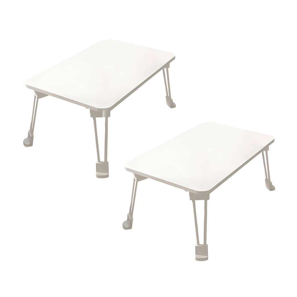 NNEAGS 2X White Portable Bed Table Adjustable Folding Mini Desk With Cup-Holder Home Decor-0