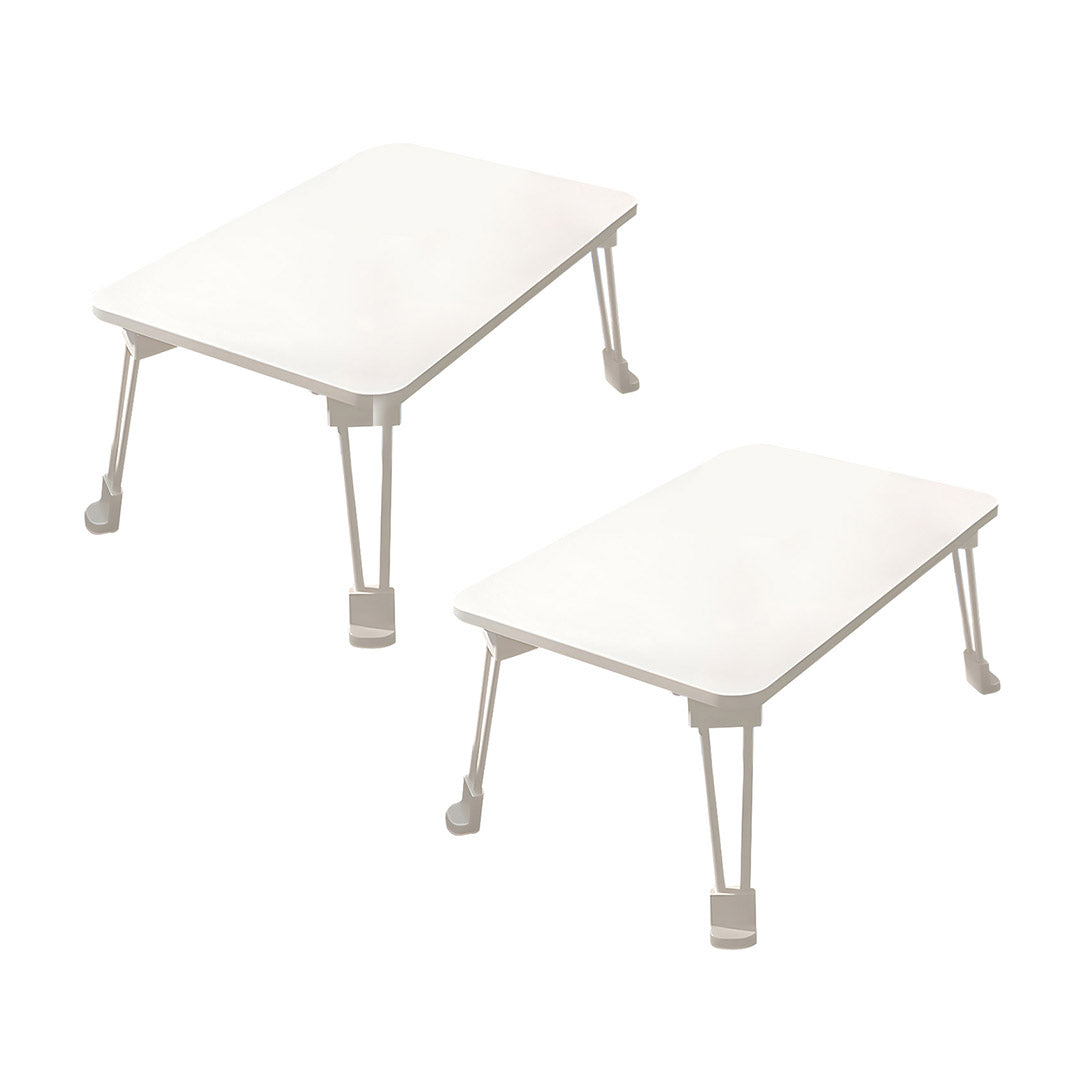 NNEAGS 2X White Portable Bed Table Adjustable Folding Mini Desk With Cup-Holder Home Decor-0