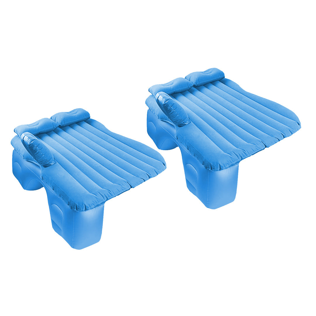 NNEAGS 2X Blue Stripe Inflatable Car Mattress Portable Camping Rest Air Bed Travel Compact Sleeping Kit Essentials-0