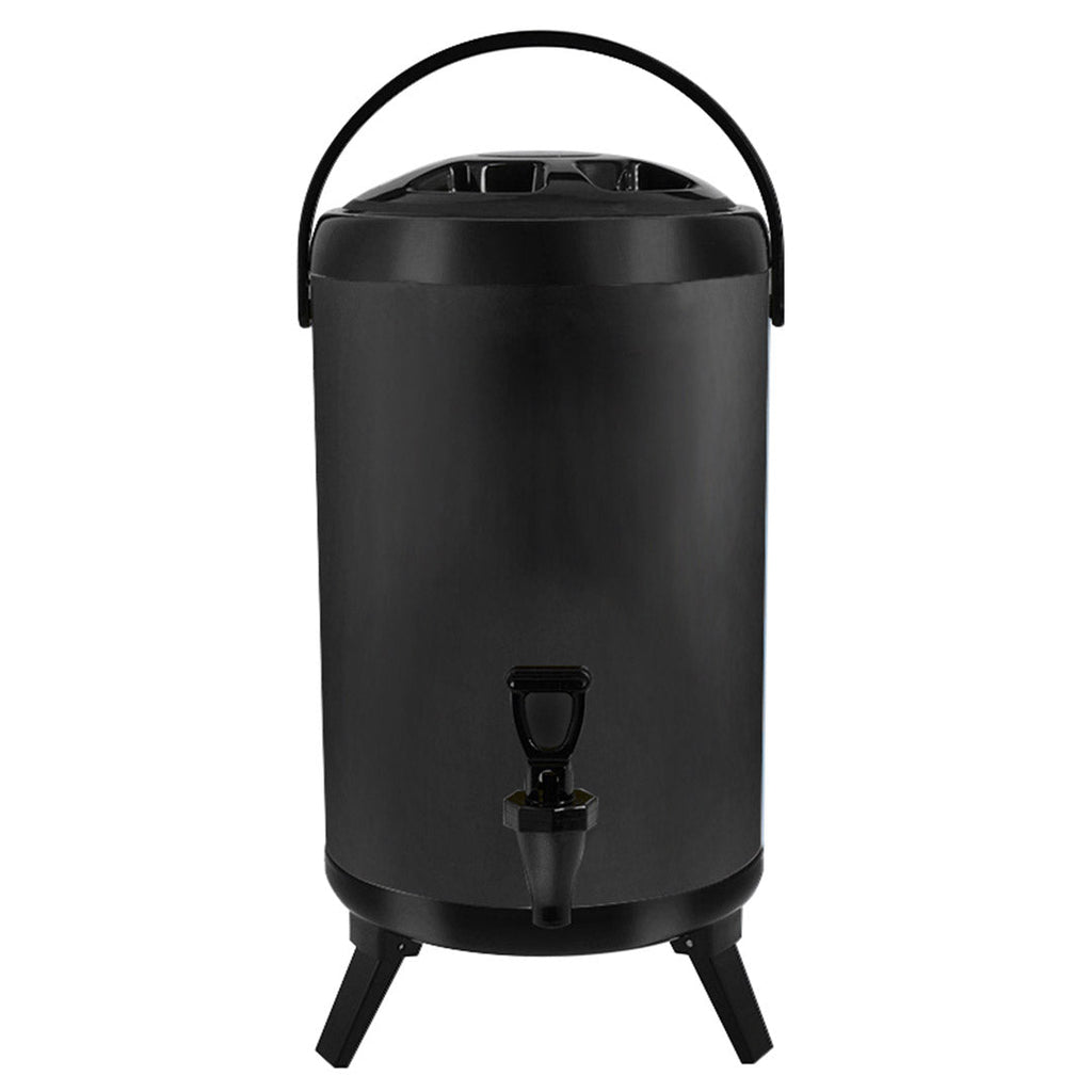 NNEAGS 14L Stainless Steel Insulated Milk Tea Barrel Hot and Cold Beverage Dispenser Container with Faucet Black-0