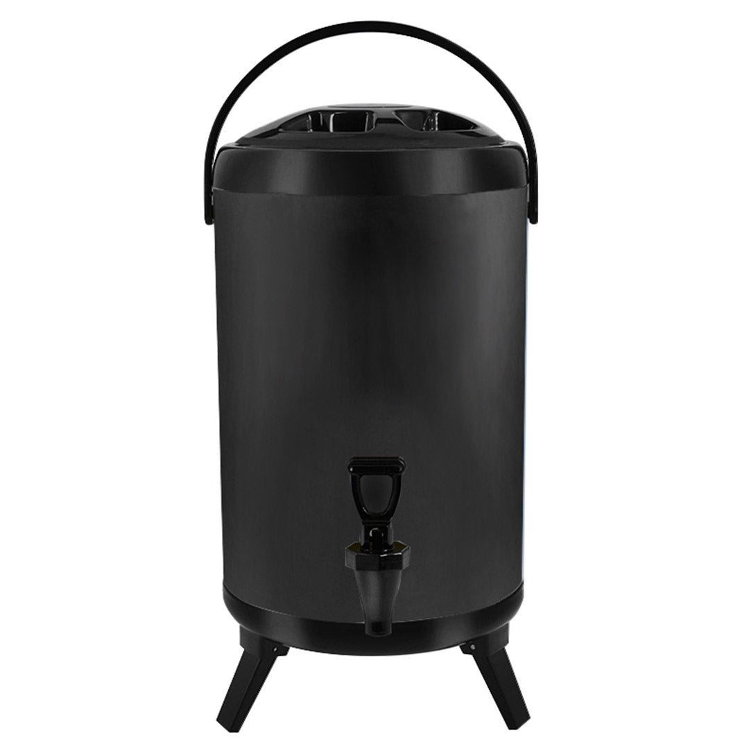 NNEAGS 14L Stainless Steel Insulated Milk Tea Barrel Hot and Cold Beverage Dispenser Container with Faucet Black-0