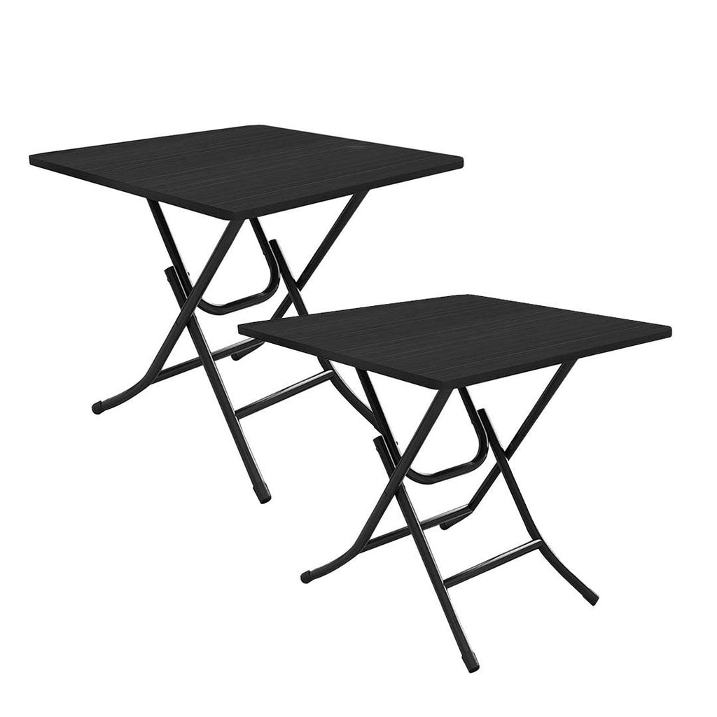NNEAGS 2X Black Dining Table Portable Square Surface Space Saving Folding Desk with Lacquered Legs Home Decor-0