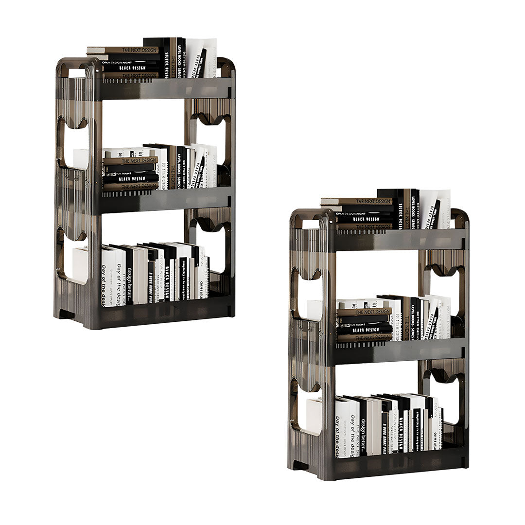NNEAGS 2X 38x24cm Clear 4 Tier Bookshelf & Cosmetic Storage Organizer Trolley Rack-0