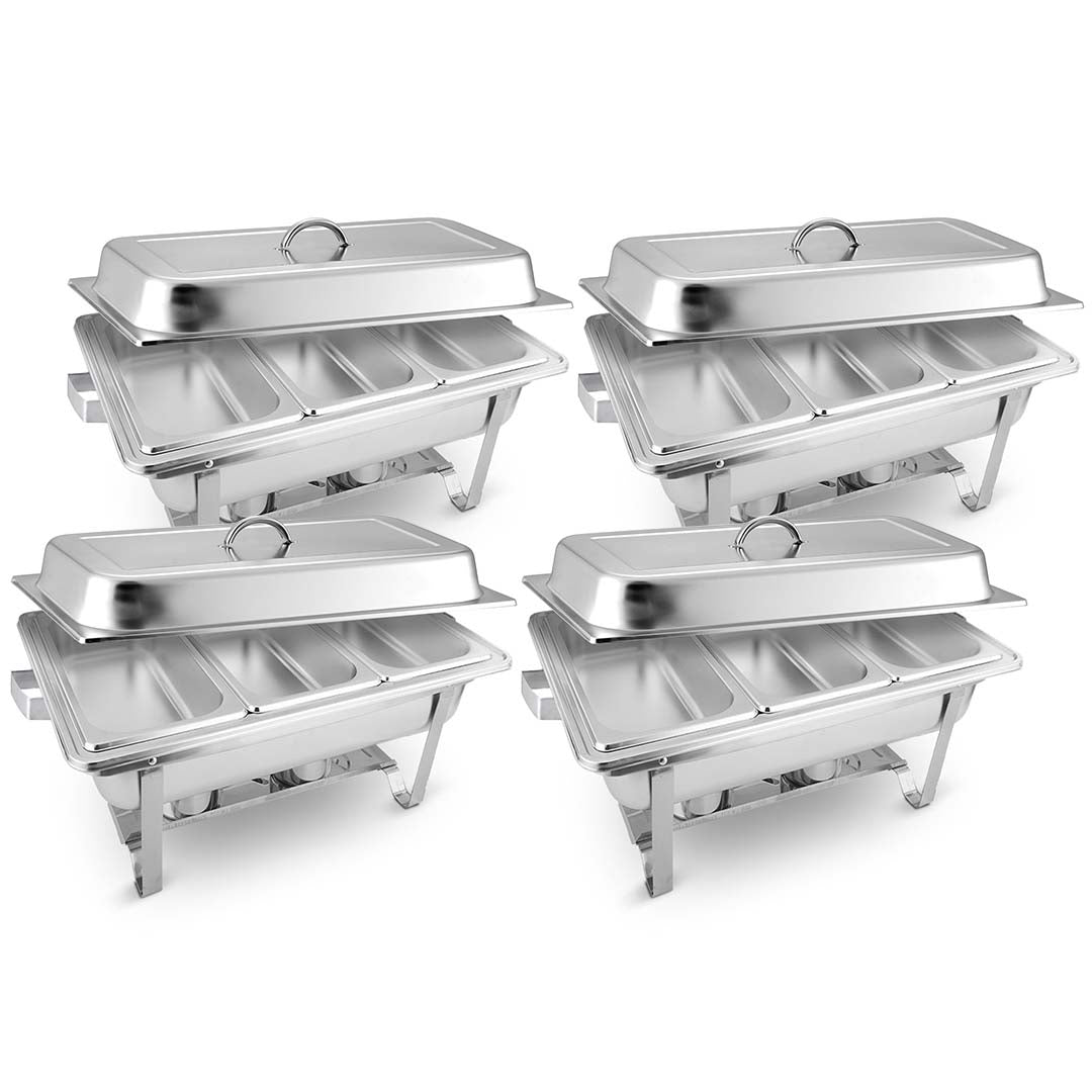NNEAGS 4X 3L Triple Tray Stainless Steel Chafing Food Warmer Catering Dish-0