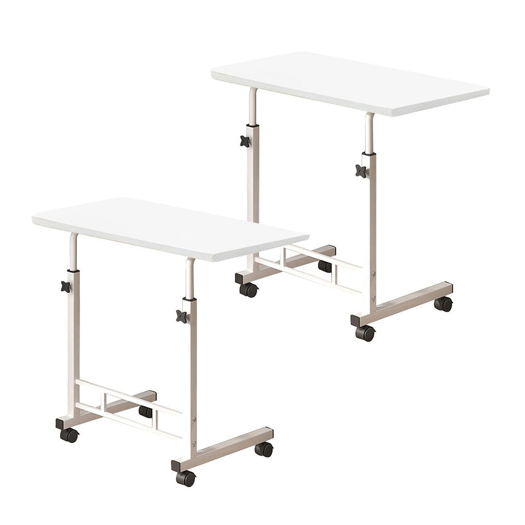 NNEAGS 2X 40x80cm White Bedside Table Movable Bedroom Desk Student Computer Table-0
