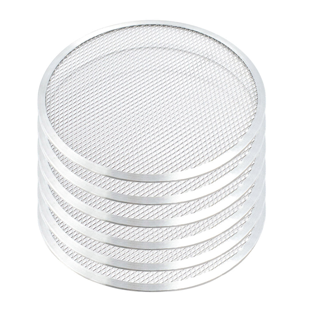 NNEAGS 6X 8-inch Round Seamless Aluminium Nonstick Grade Pizza Screen Baking Pan-0