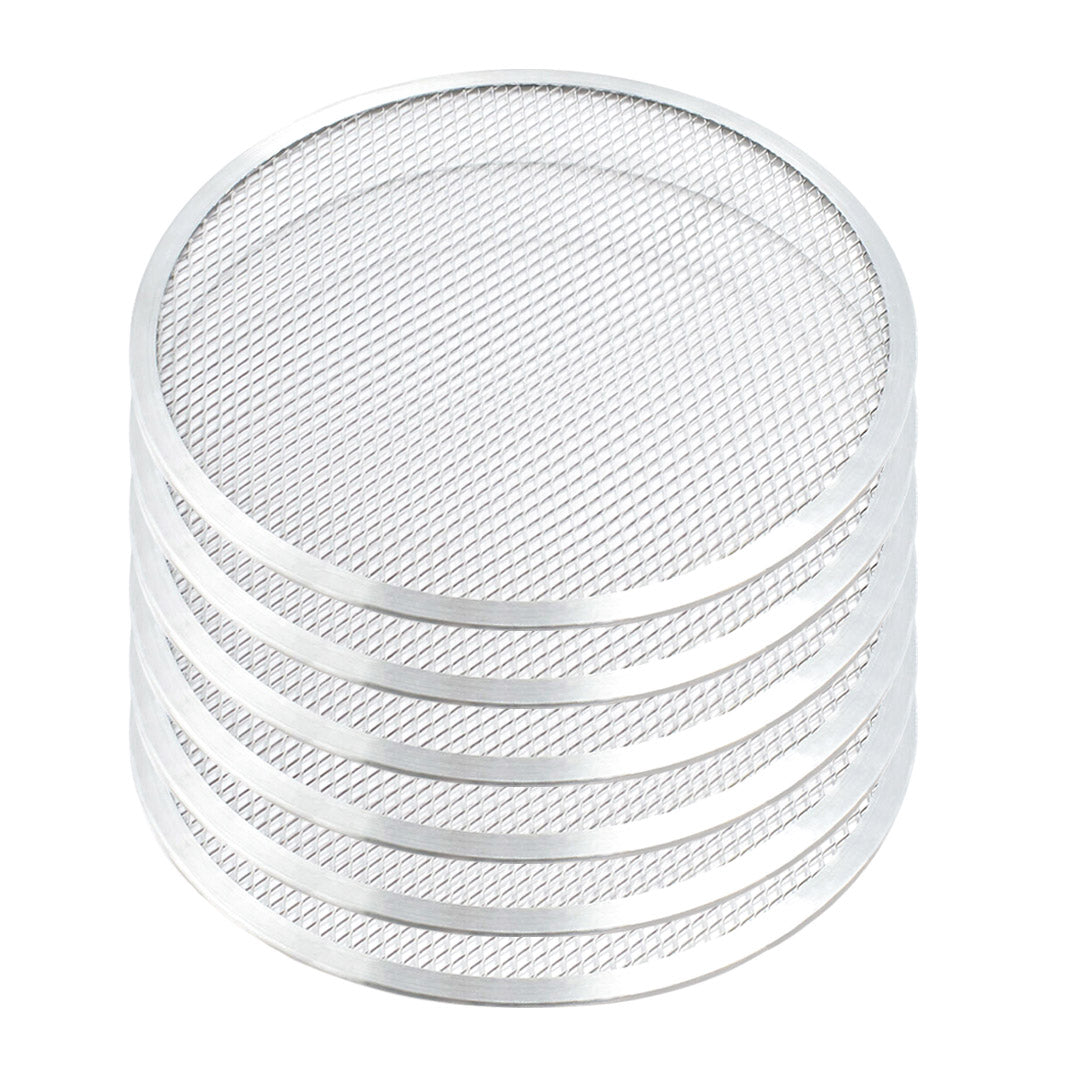 NNEAGS 6X 8-inch Round Seamless Aluminium Nonstick Grade Pizza Screen Baking Pan-0