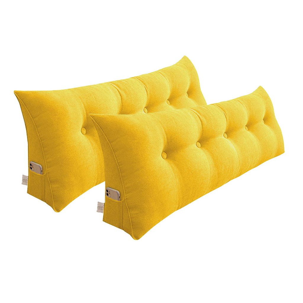 NNEAGS 2X 120cm Yellow Triangular Wedge Bed Pillow Headboard Backrest Bedside Tatami Cushion Home Decor-0