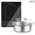 NNEAGS Electric Smart Induction Cooktop and 28cm Stainless Steel Induction Casserole Cookware-0