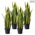 NNEAGS 4X 50cm Artificial Indoor Yellow Edge Tiger Piran Fake Decoration Tree Flower Pot Plant-0