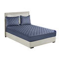 NNEAGS Blue 183cm Wide Cross-Hatch Mattress Cover Thick Quilted Stretchable Bed Spread Sheet Protector with Pillow Covers-0