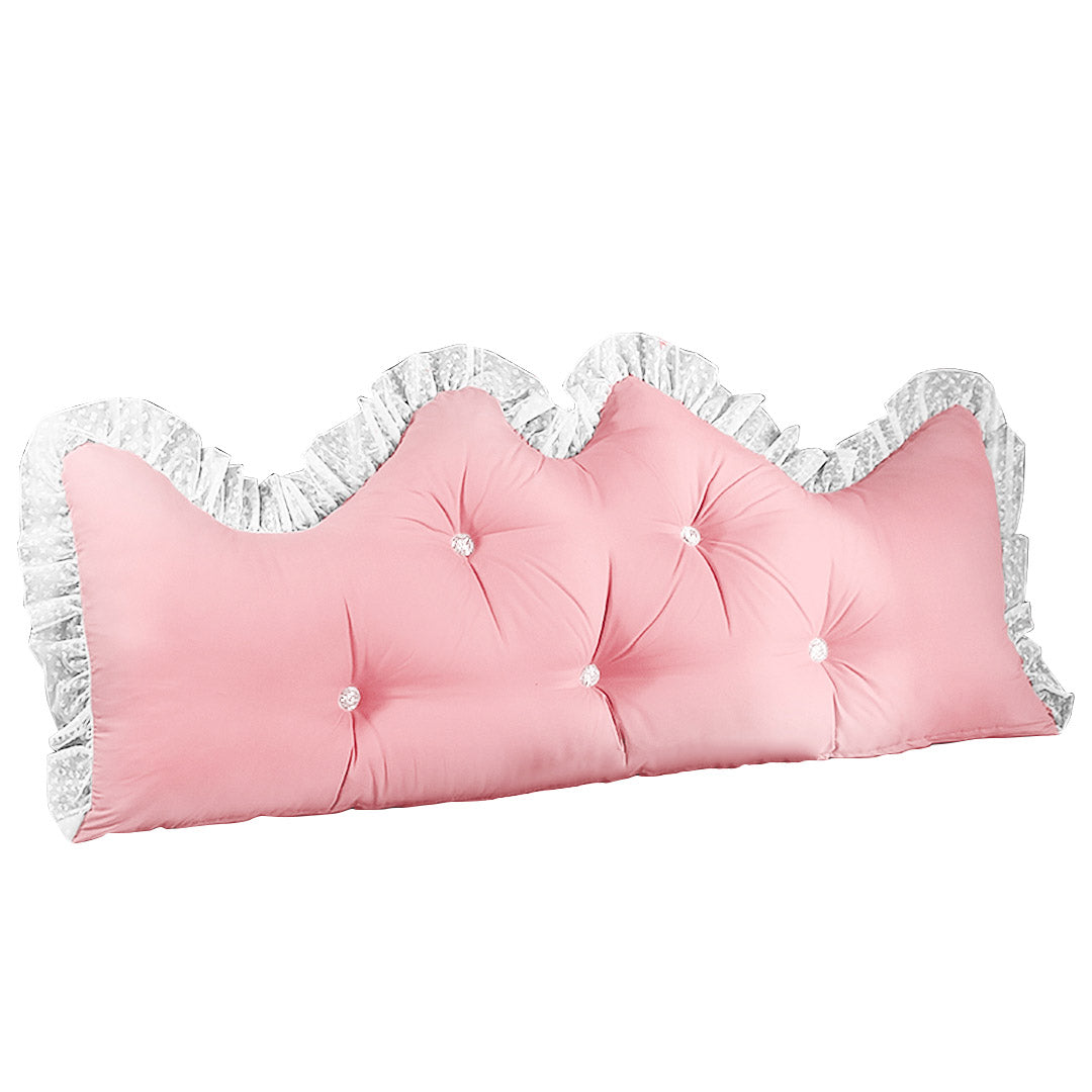 NNEAGS 150cm Pink Princess Bed Pillow Headboard Backrest Bedside Tatami Sofa Cushion with Ruffle Lace Home Decor-0