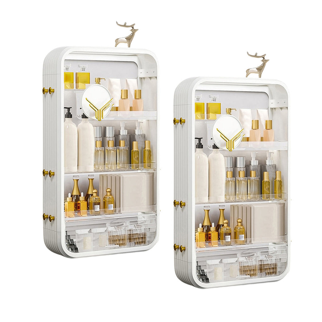 NNEAGS 2X White Multi Tier Cosmetic Storage Rack Bathroom Vanity Tray Display Stand Organiser-0