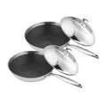 NNEAGS 2X 18/10 Stainless Steel Fry Pan 30cm Frying Pan Top Grade Cooking Non Stick Interior Skillet with Lid-0