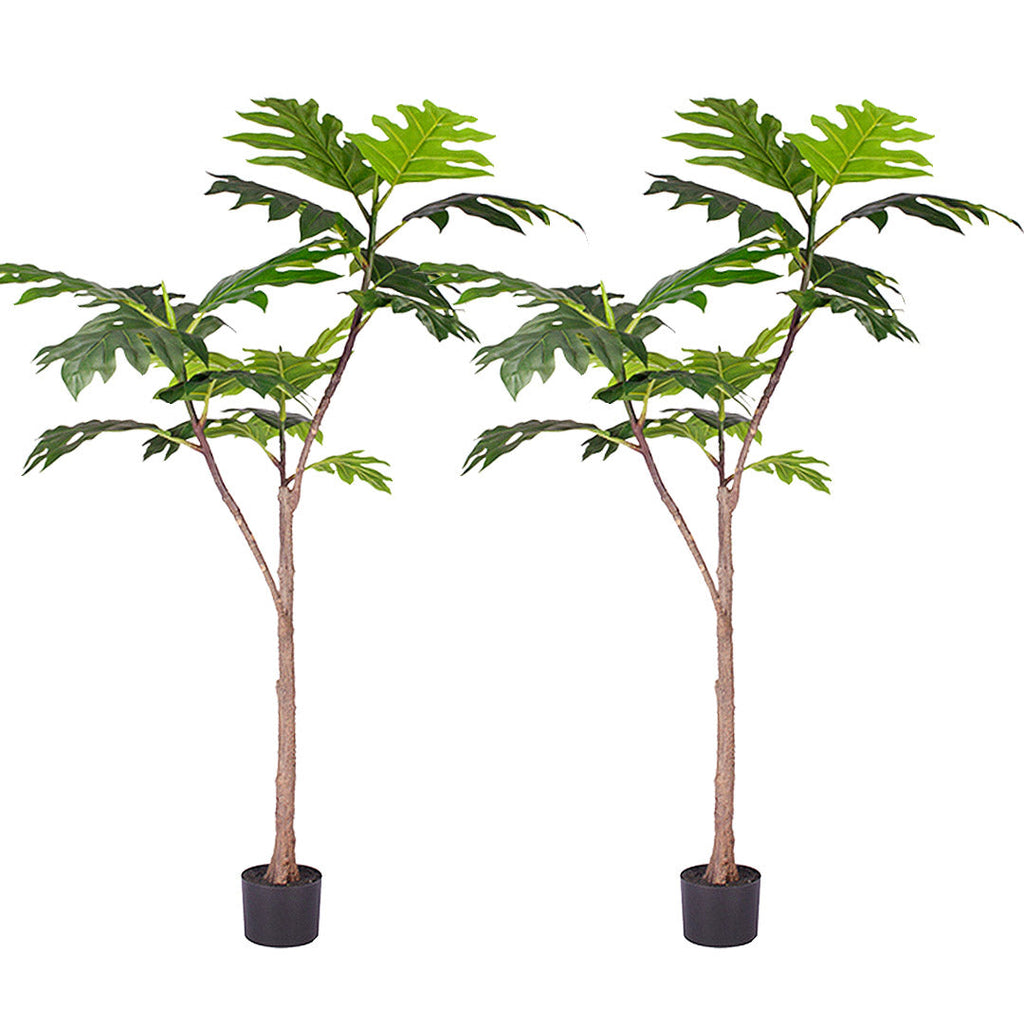 NNEAGS 2X 150cm Artificial Natural Green Split-Leaf Philodendron Tree Fake Tropical Indoor Plant Home Office Decor-0