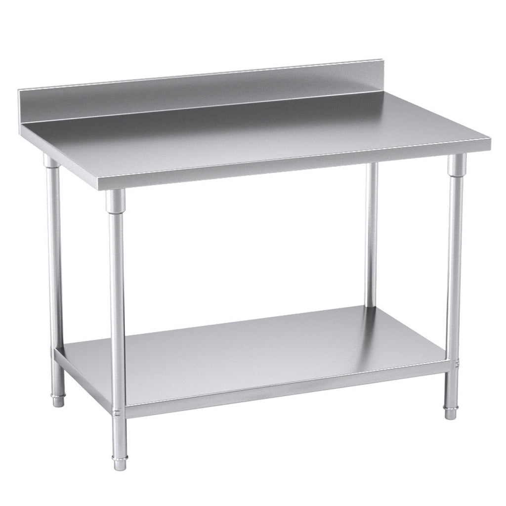 NNEAGS Catering Kitchen Stainless Steel Prep Work Bench Table with Back-splash 120*70*85cm-0