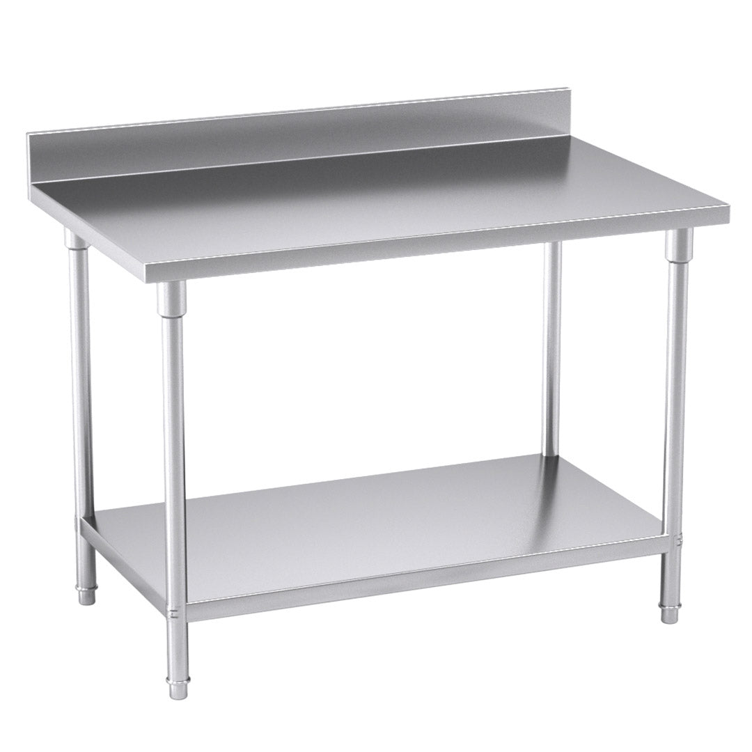 NNEAGS Catering Kitchen Stainless Steel Prep Work Bench Table with Back-splash 120*70*85cm-0