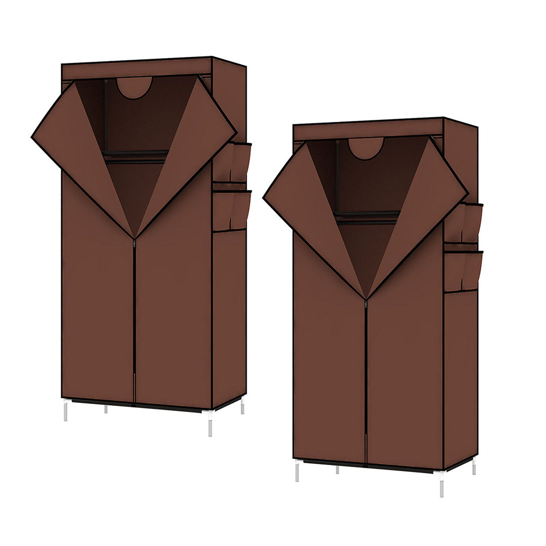 NNEAGS 2X 75x45xcm Brown Clothes Organizer Rack with Zippered Dust Cover-0