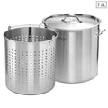 NNEAGS 71L 18/10 Stainless Steel Stockpot with Perforated Stock pot Basket Pasta Strainer-0