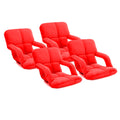 NNEAGS 4X Foldable Lounge Cushion Adjustable Floor Lazy Recliner Chair with Armrest Red-0