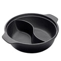 NNEAGS 32CM Round Cast Iron Shabu Shabu Hotpot Beef Chicken Stew Wok Two-Flavor Division-0
