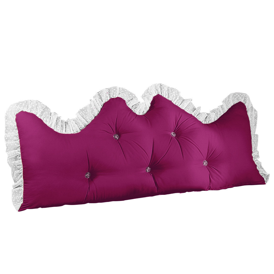 NNEAGS 150cm Burgundy Princess Bed Pillow Headboard Backrest Bedside Tatami Sofa Cushion with Ruffle Lace Home Decor-0