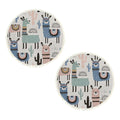 NNEAGS 2X 120cm Alpaca Cactus Pattern Rug Desert Animals Non-Slip Round Area Rugs for Living Room Dining Room-0