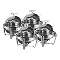 NNEAGS 4X 6.5L Stainless Steel Round Soup Tureen Bowl Station Roll Top Buffet Chafing Dish Catering Chafer Food Warmer Server-0