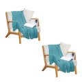 NNEAGS 2X Teal Diamond Pattern Knitted Throw Blanket Warm Cozy Woven Cover Couch Bed Sofa Home Decor with Tassels-0