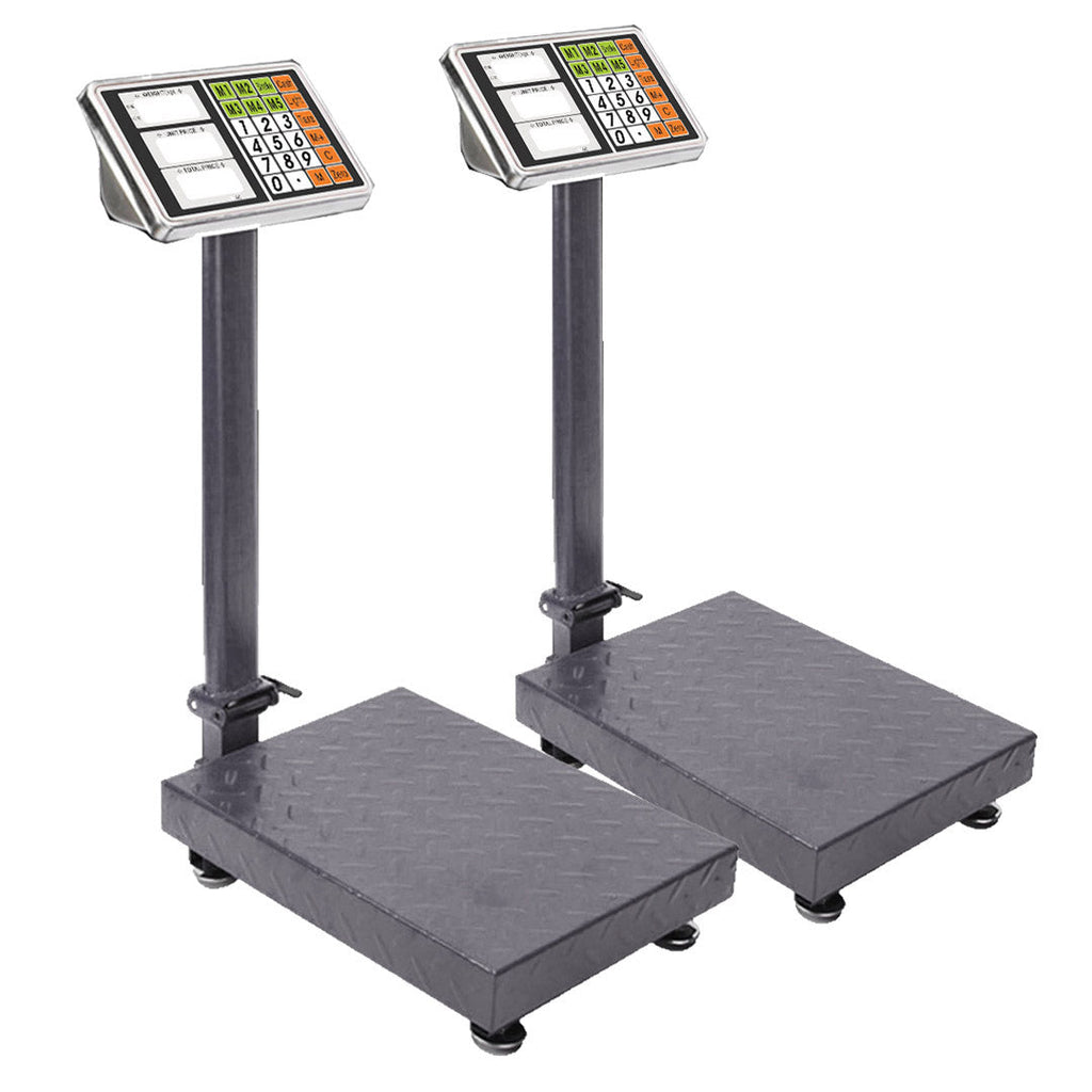 NNEAGS 2X 300kg Electronic Digital Platform Scale Computing Shop Postal Weight Black-0
