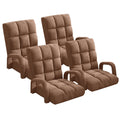 NNEAGS 4X Foldable Lounge Cushion Adjustable Floor Lazy Recliner Chair with Armrest Coffee-0
