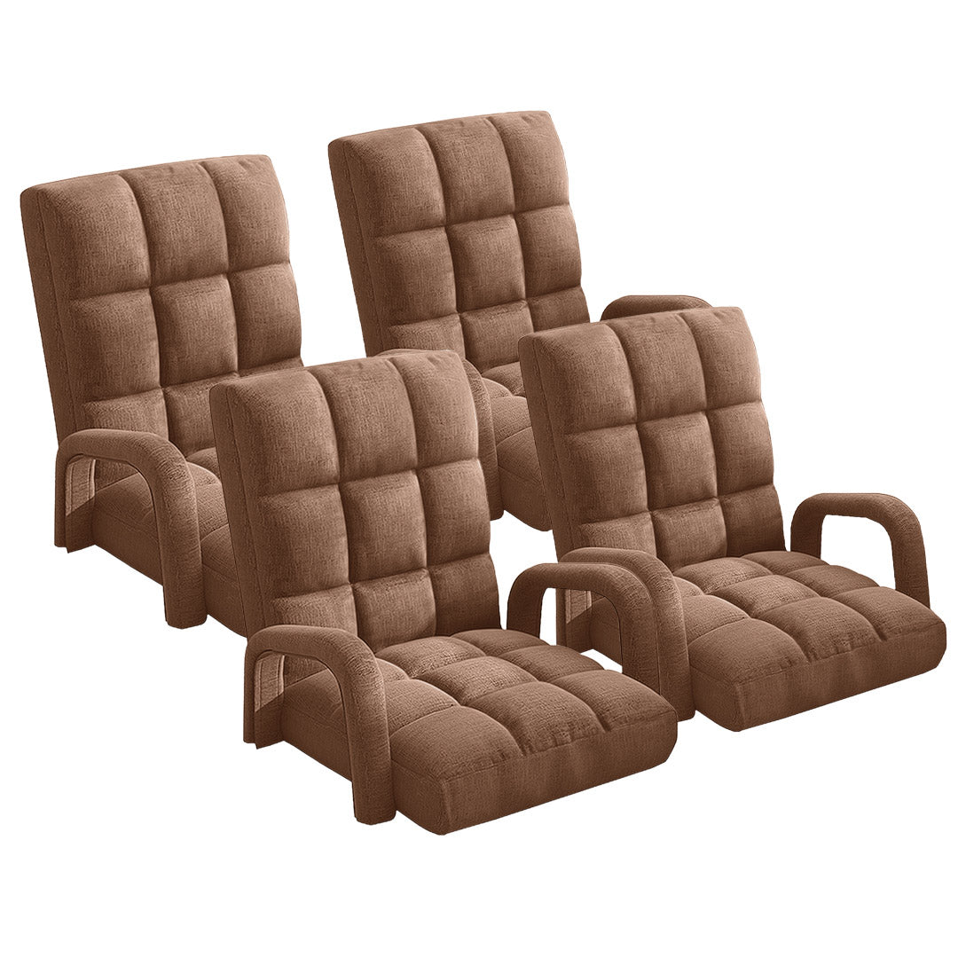NNEAGS 4X Foldable Lounge Cushion Adjustable Floor Lazy Recliner Chair with Armrest Coffee-0