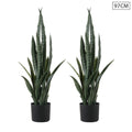 NNEAGS 2X 97cm Artificial Indoor Snake Sansevieria Plant Fake Decoration Tree Flower Pot-0