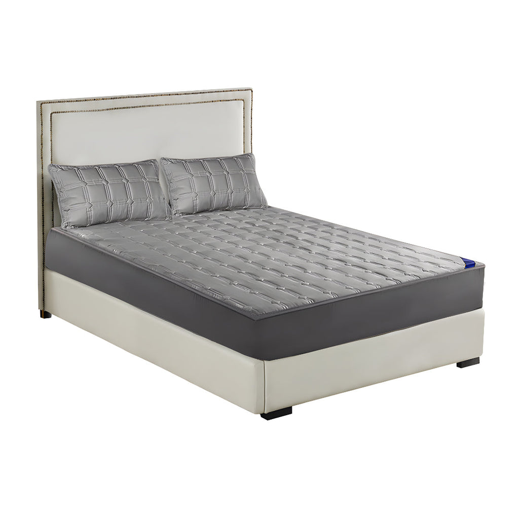 NNEAGS Grey 153cm Wide Mattress Cover Thick Quilted Stretchable Bed Spread Sheet Protector with Pillow Covers-0