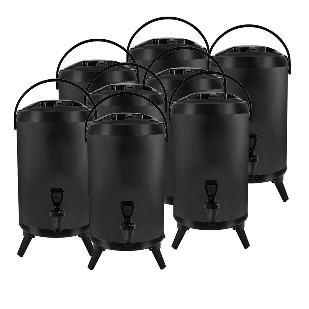 NNEAGS 8X 12L Stainless Steel Insulated Milk Tea Barrel Hot and Cold Beverage Dispenser Container with Faucet Black-0