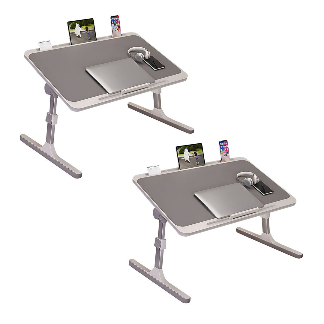 NNEAGS 2X 70X45cm Grey Small Laptop Bed Portable Foldable Study Table Adjustable-0
