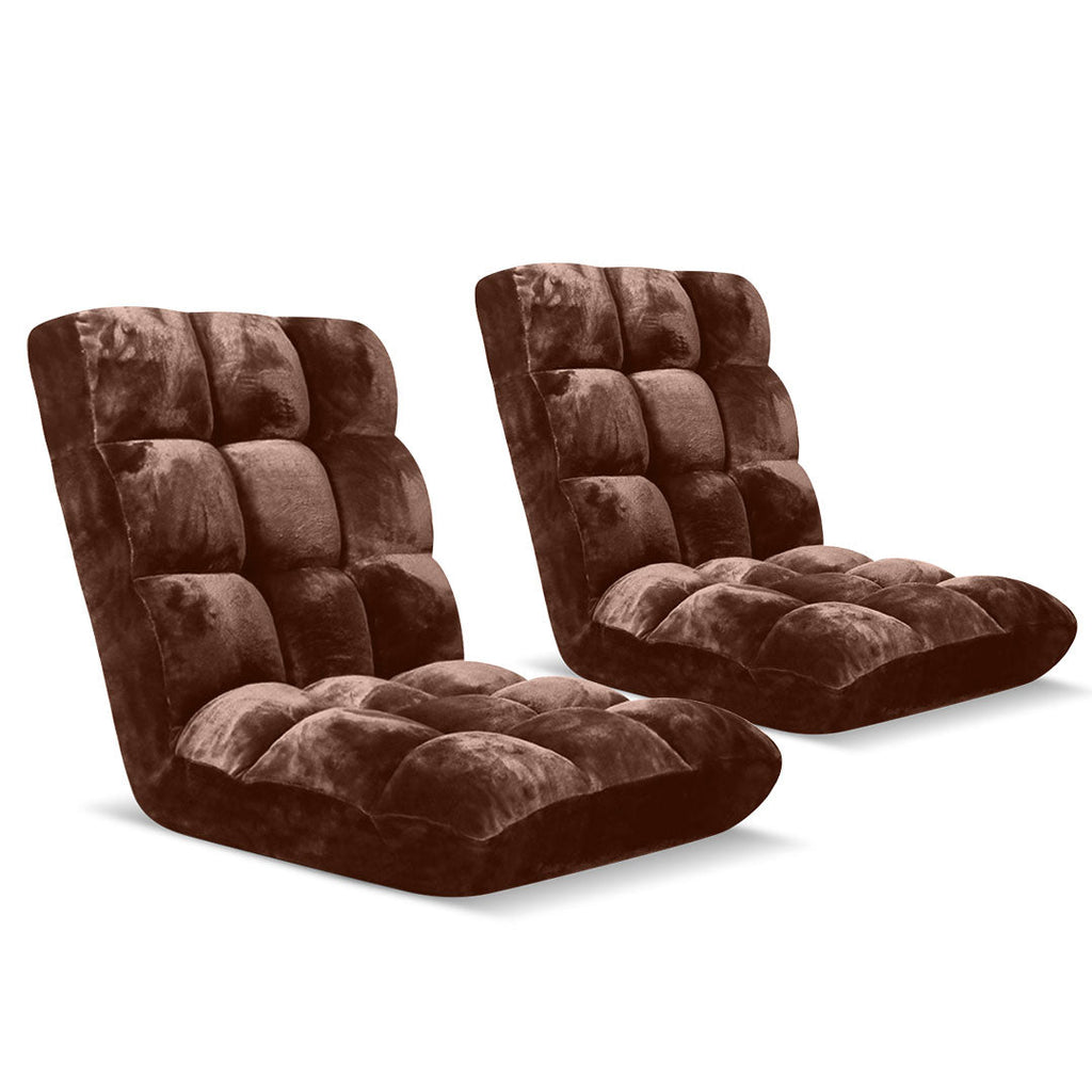 NNEAGS 2X Floor Recliner Folding Lounge Sofa Futon Couch Folding Chair Cushion Coffee-0