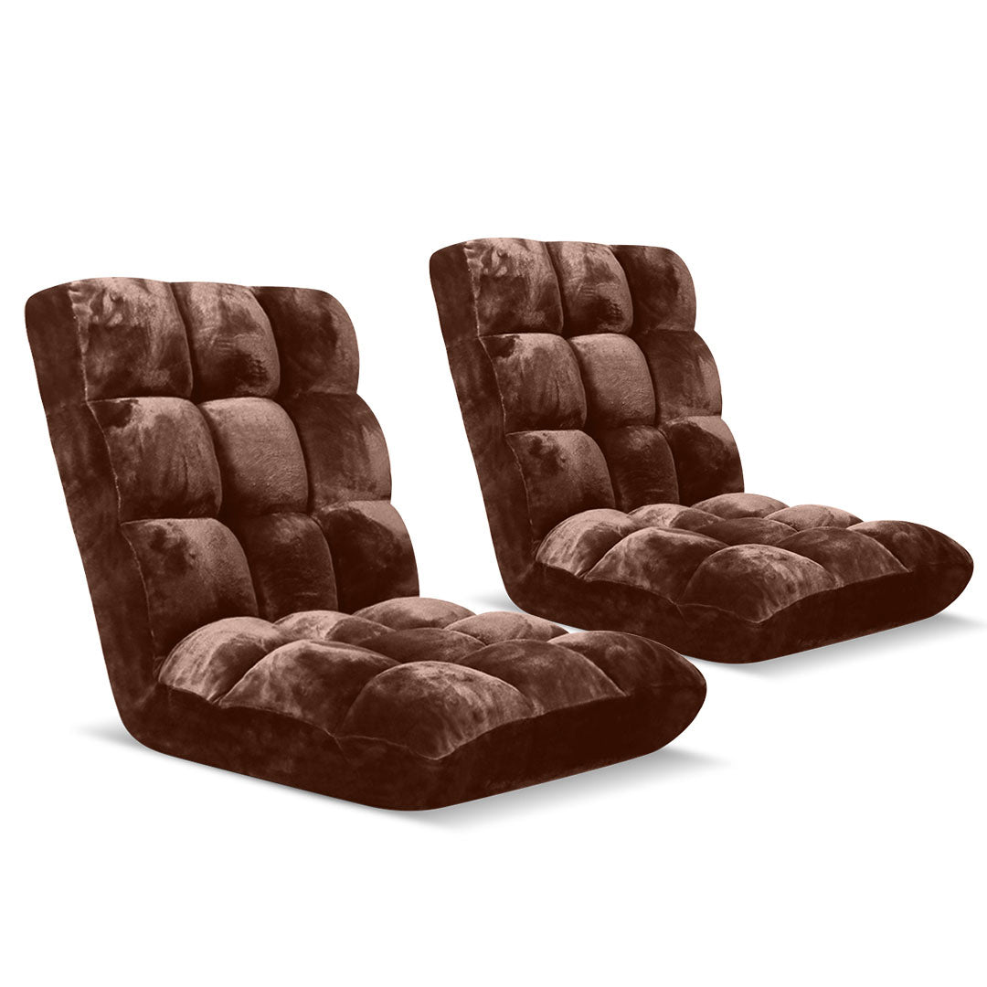 NNEAGS 2X Floor Recliner Folding Lounge Sofa Futon Couch Folding Chair Cushion Coffee-0