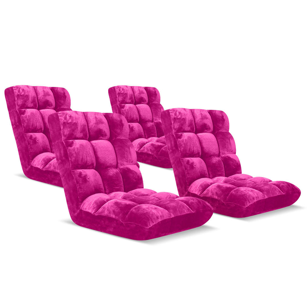 NNEAGS 4X Floor Recliner Folding Lounge Sofa Futon Couch Folding Chair Cushion Pink-0
