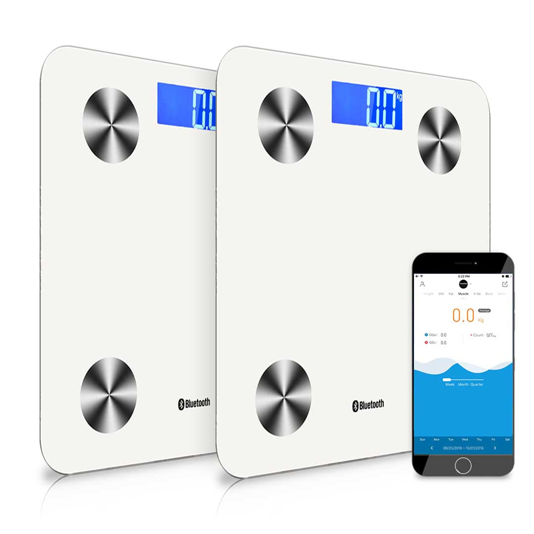 NNEAGS 2X Wireless Bluetooth Digital Body Fat Scale Bathroom Health Analyser Weight White-0