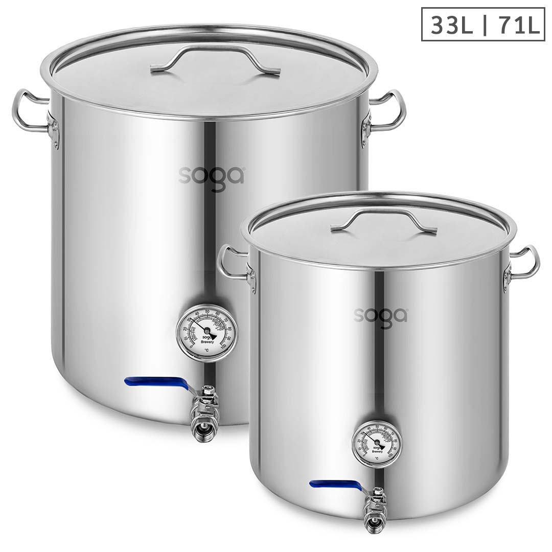 NNEAGS Stainless Steel Brewery Pot 33L 71L With Beer Valve 35CM 45CM-0