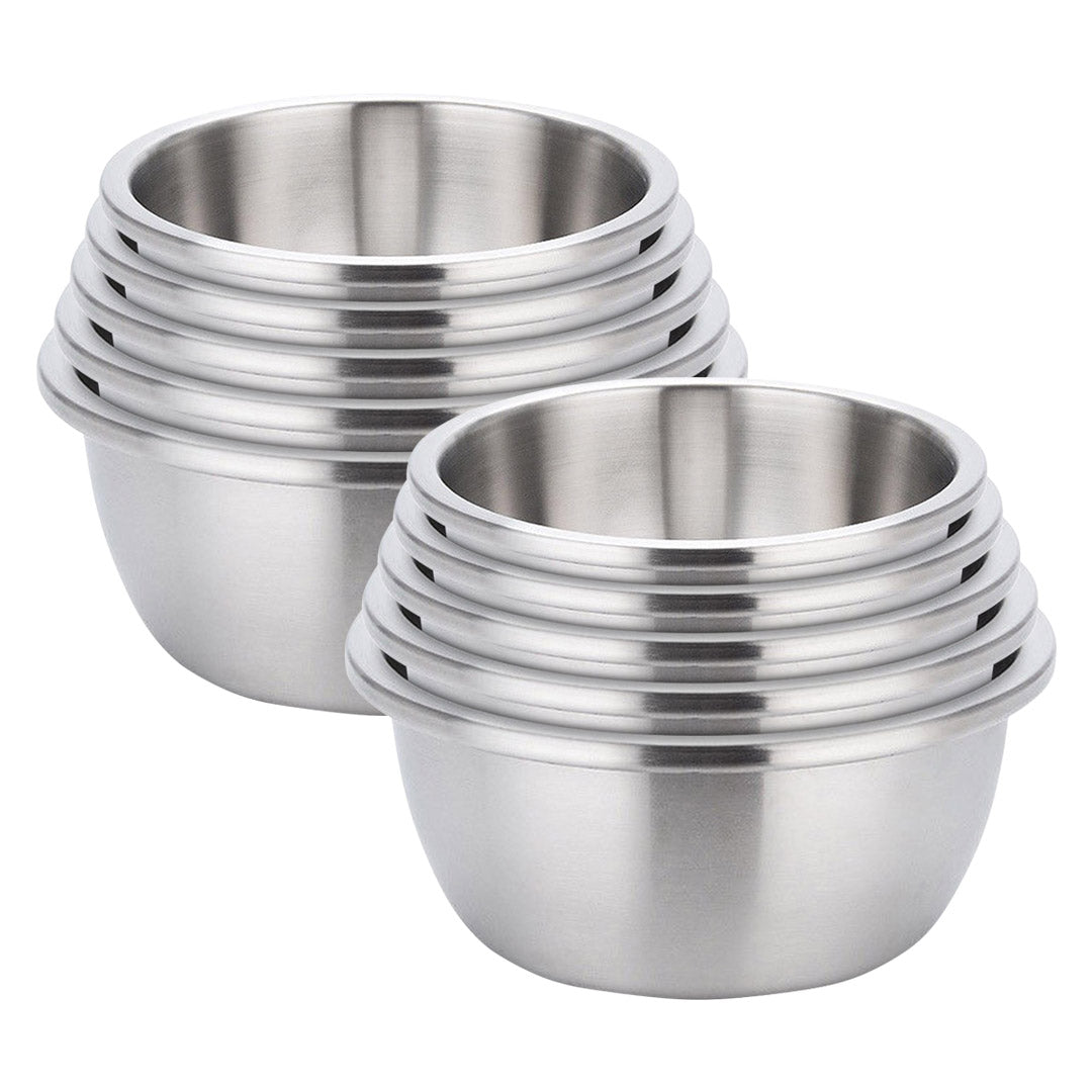 NNEAGS 2X 5Pcs Deepen Matte Stainless Steel Stackable Baking Washing Mixing Bowls Set Food Storage Basin-0